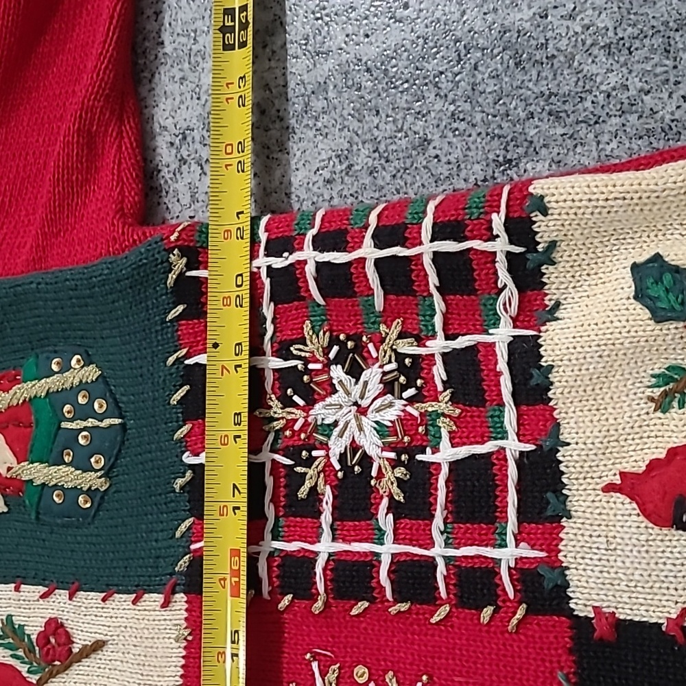 Tiara International Large Christmas Patchwork Cardigan Full Zipper Sweater - Picture 10 of 12